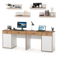 Офисная мебель, Столы письменные и четыре открытых полки для двоих детей Вуди