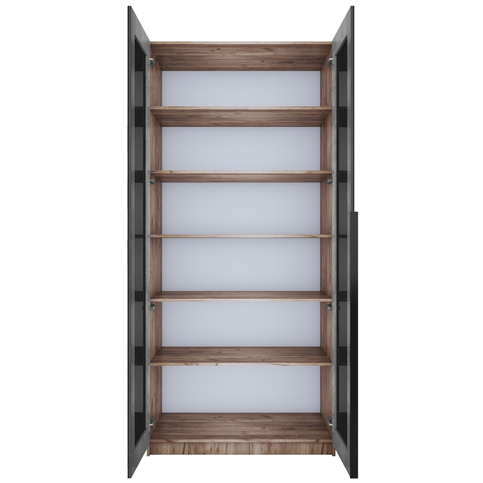 Шкафы распашные, Шкаф распашной Е1 Локер 101x52.5x220 см, с черным стеклом и полками