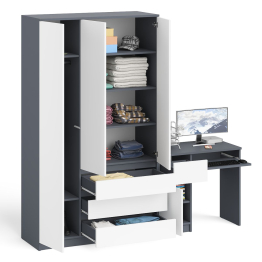 Компьютерный стол с тумбой с дверкой и ящиком левый и шкаф-комод Мори МШ1200-1