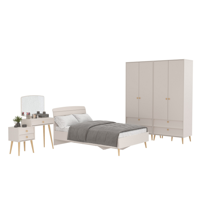 Спальные гарнитуры, Два двухдверных шкафа Афина с туалетным столиком и кроватью 1200