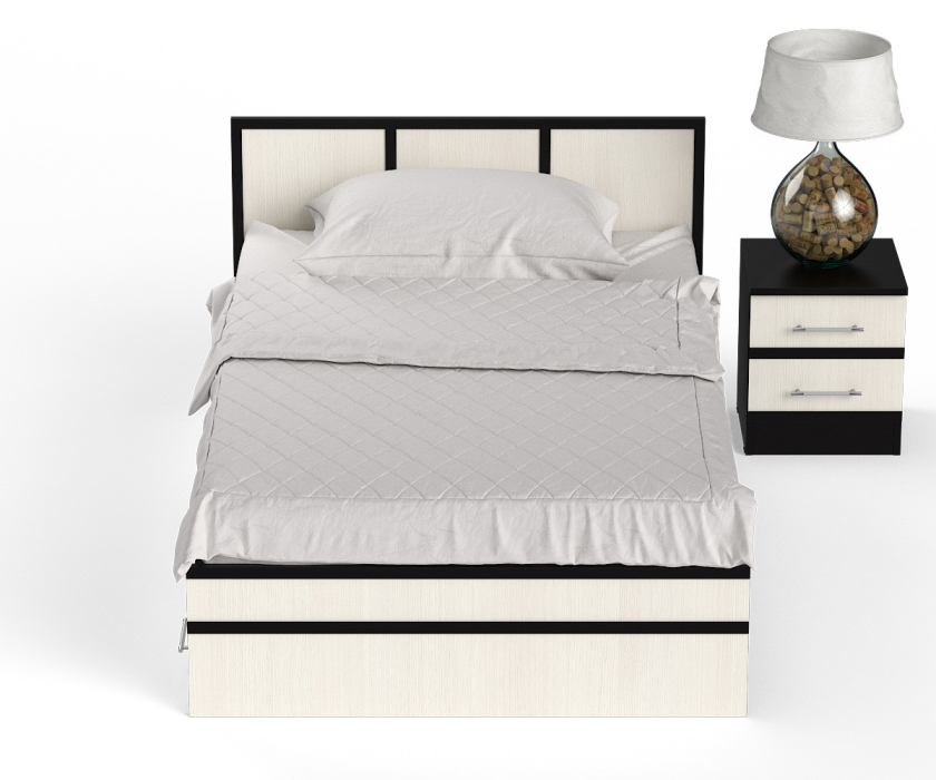 Спальные гарнитуры, Кровать с ящиками Сакура 1200 с прикроватной тумбой