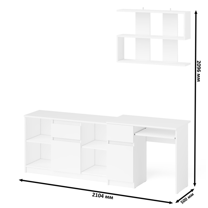 Прямые компьютерные столы, Тумба для техники МТВ1204.1 с компьютерным столом Мори МС-1 левым и полкой навесной