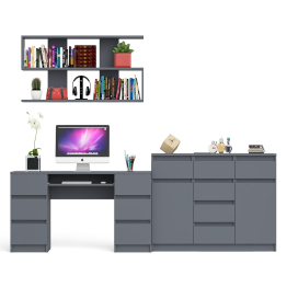 Комод-тумба Мори МК1200.4 с открытой верхней полкой и стол компьютерный МС-2
