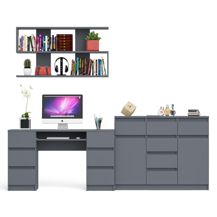 Домашние кабинеты, Комод-тумба Мори МК1200.4 с открытой верхней полкой и стол компьютерный МС-2
