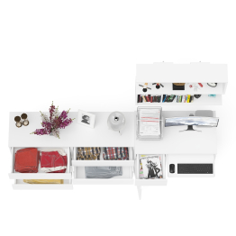 Компьютерный стол МС-1 левый с широким комодом МК1380-6 и полкой Мори 900