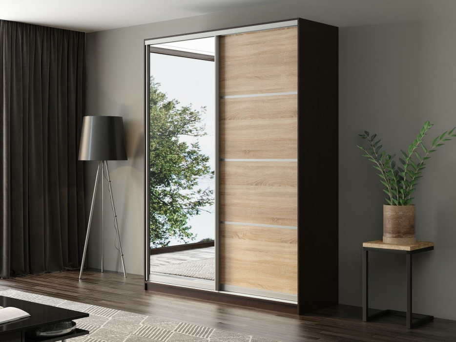Шкафы-купе, Шкаф-купе Айсберг 170 ВЕНГЕ (сонома/зеркало)