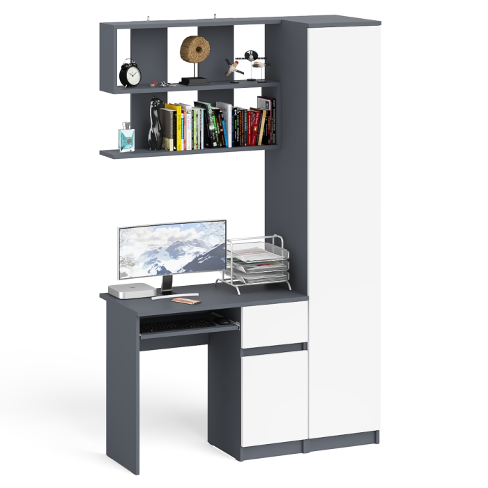 Прямые компьютерные столы, Пенал Мори однодверный на 400.1 с компьютерным столом Мори МС-1 правый и полкой 900