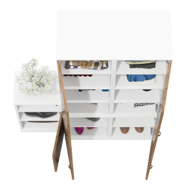 Тумба с дверкой и полкой внутри и два пенала пять полок каждый Лидер-8