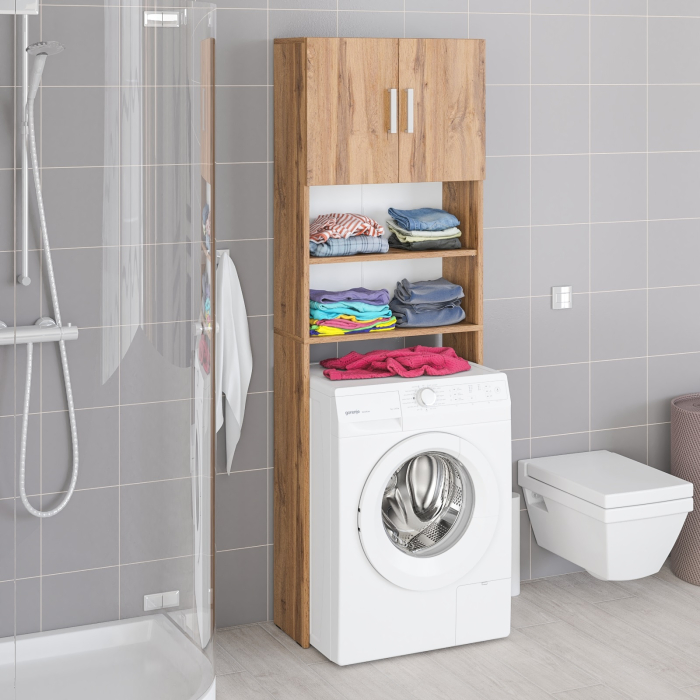 Пеналы, Шкаф для стиральной машинки в ванную с полками и дверками РВК