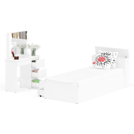 Кровать с ящиками Ксения 900 и столик косметический с подсветкой Сура