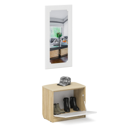 Обувница с мягким сиденьем с зеркалом П-6 МДФ фрезеровка ромб