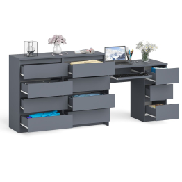 Комод Мори МК1200 8-мь ящиков со столом компьютерным МС-6 правым
