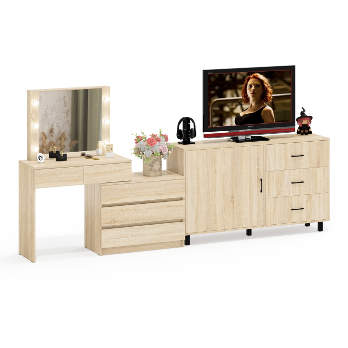 Туалетные столики, Стол-трансформер косметический с подсветкой 110 и комод-тумба три ящика 122-1504