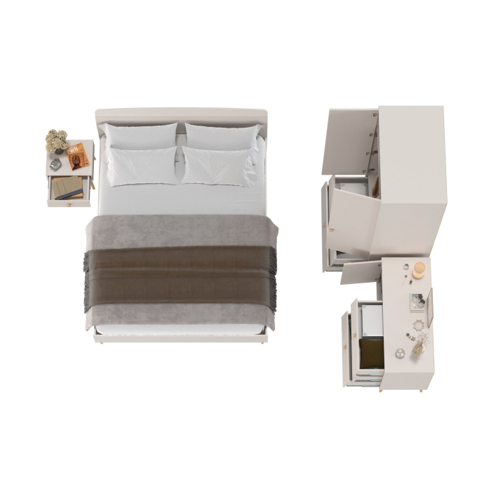 Спальные гарнитуры, Кровать двуспальная 1600 Афина с комодом и двухдверным шкафом Афина