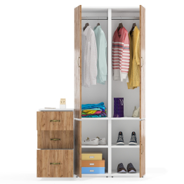 Корпусная мебель Лидер-8 из двух пеналов для белья и одежды 23Б и тумбочки на три ящика