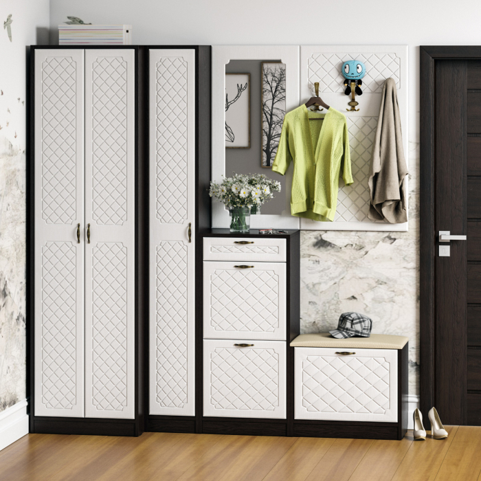 Обувницы, Обувница высокая с ящиком П-6 МДФ фрезеровка ромб