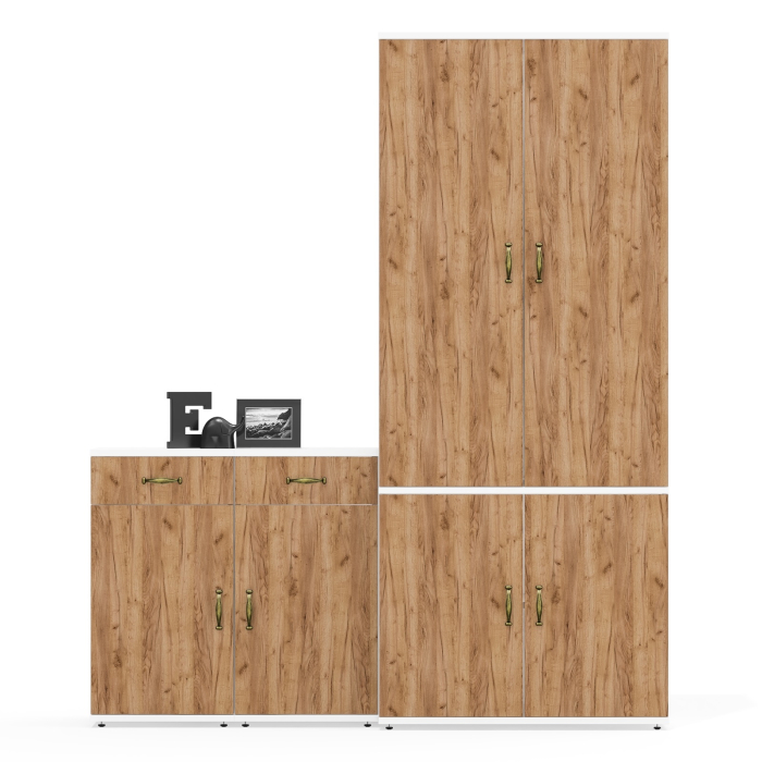 Домашние кабинеты, Платяной шкаф с дверками Лидер-8 20Б и тумбочки 3.15 с ящиком и дверками