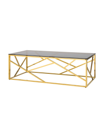 Журнальный стол АРТ ДЕКО 120х60 (Стекло smoke/Сталь золото)