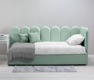 Кровать с мягким изголовьем Мия 90 с подъемным механизмом, микровелюр