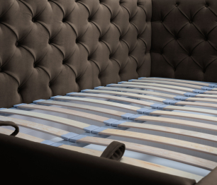 Кровать с мягким изголовьем угловая Оливия 1200 с подъемным механизмом, микровелюр