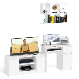 Однотумбовый компьютерный стол Мори МС-1 правый с тумбой МТВ1200.1 и открытой полкой на 900