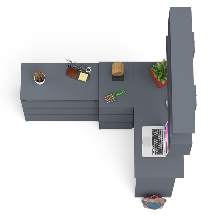 Домашние кабинеты, Комод на три ящика Мори МК800.1 с компьютерным столом для работы левый и открытой полкой