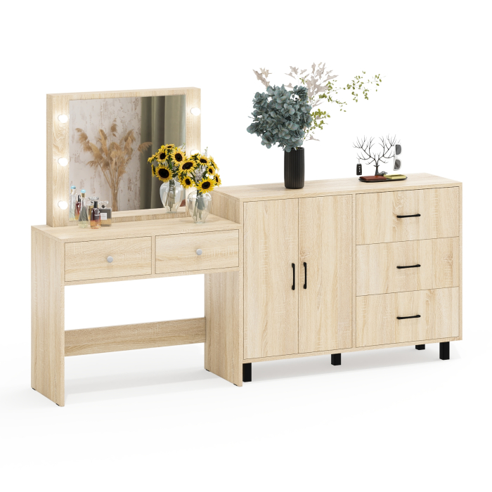 С зеркалом, Комод 123-1204 и косметический столик с подсветкой СТ-5