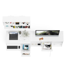 Стол компьютерный три правых выдвижных ящика Мори МС-6 с верхней полкой и тумбой 1204