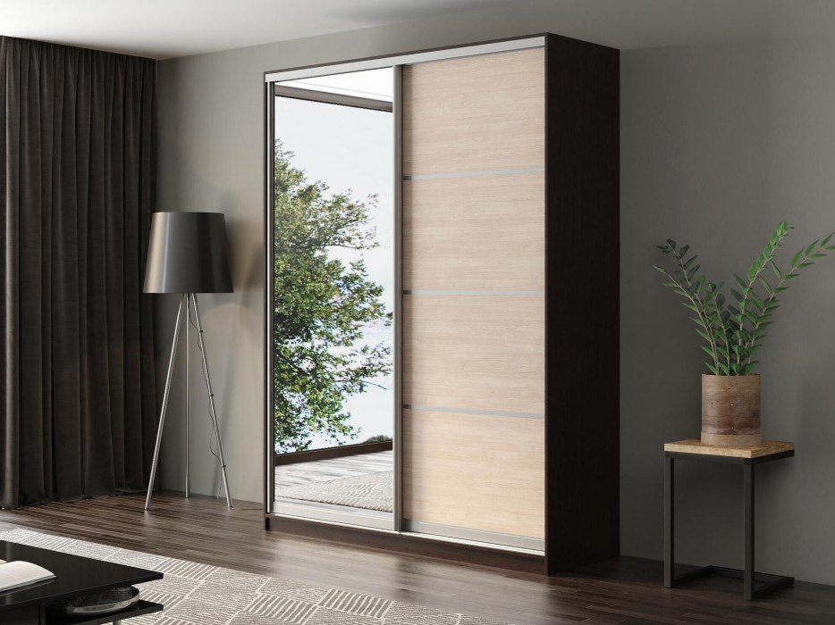 Шкафы-купе, Шкаф-купе Айсберг 170 ВЕНГЕ (шамони светлый/зеркало)