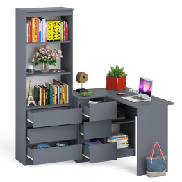 Стеллаж-комод Мори МСТ600 3 ящика и стол угловой компьютерный МС-16 левый