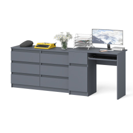 Стол компьютерный МС-1 с дверкой слева с широким комодом 1200 6-ть ящиков Мори