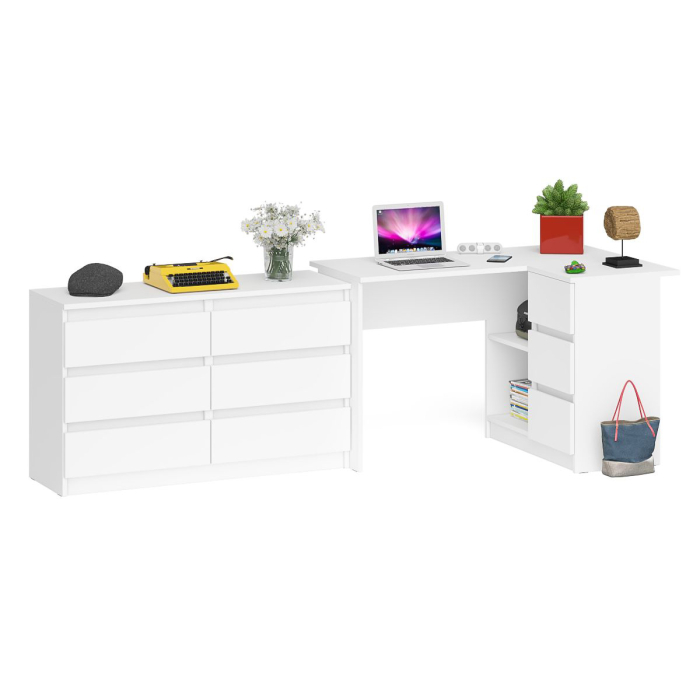 Компьютерные столы, Комод Мори 1200 6 ящиков и компьютерный угловой стол МС-16 правый