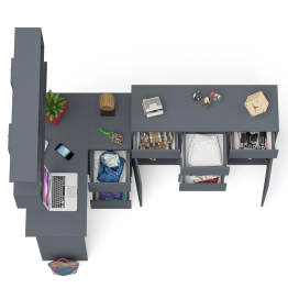 Угловой стол компьютерный Мори МС-16 правый с комодом МК1200.4 и открытой книжной полкой