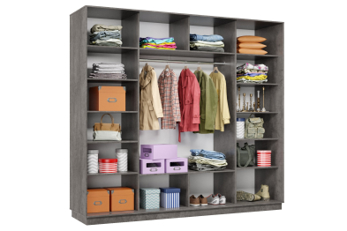 Шкаф-купе Премьер 58 (01ЗГ;01ЗГ;01ЗГ) фасады зеркало графит/трёхдверный/Профиль чёрный муар