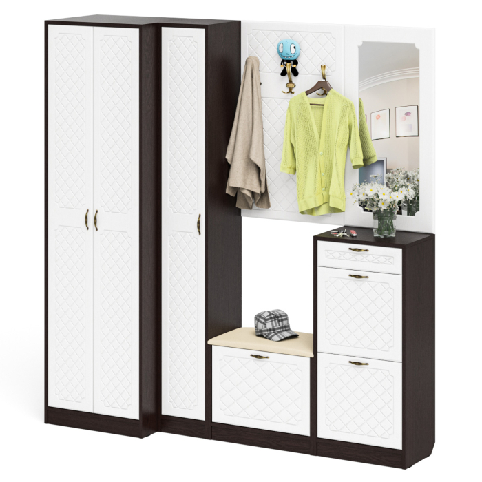 Прихожие, Полный набор мебели для прихожей П-6 компоновка № 31 МДФ фрезеровка ромб