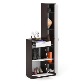 Тумба для обуви в прихожую с пеналом П-6 МДФ фрезеровка прованс