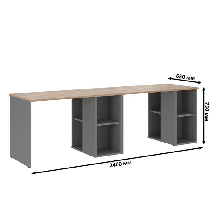 Прямые компьютерные столы, Два письменных стола Лайт 12.163 и два чёрных компьютерных кресла