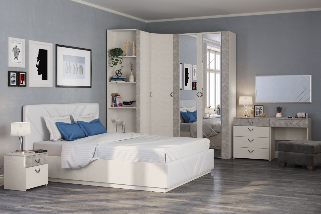 В спальню, Угловой шкаф Амели 13.131 шёлковый камень