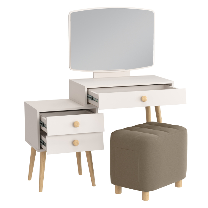 С зеркалом, Пуфик с карманом Вики и косметический столик Афина