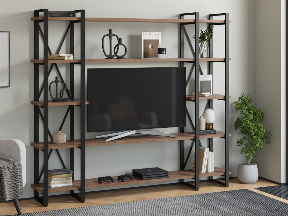 Стеллажи, Стеллаж Айсберг Лофт 200х182-4 v4 черный