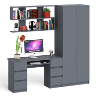 Домашние кабинеты, Платяной шкаф две двери Мори МШ800.1 с компьютерным столом и полкой навесной