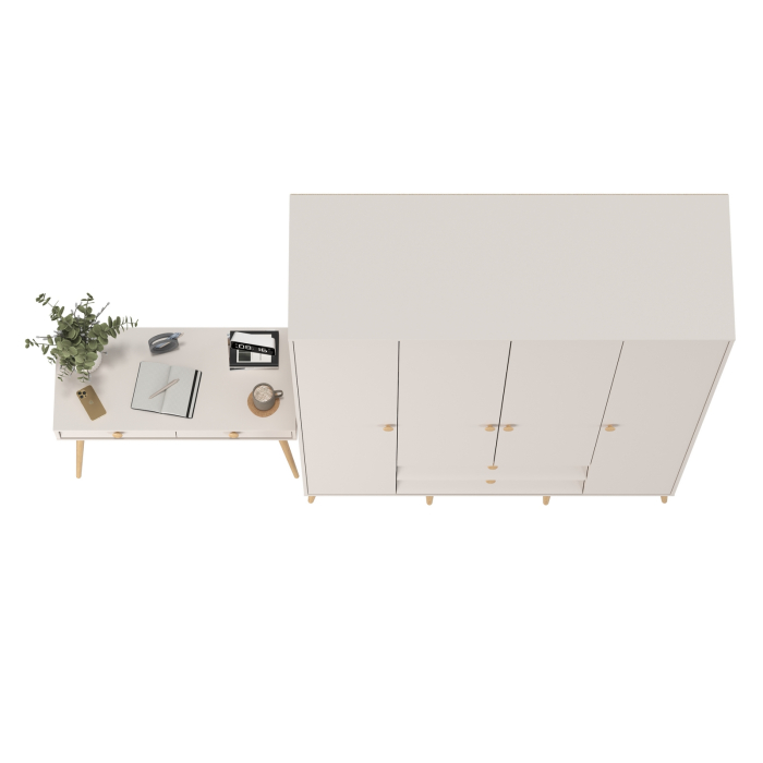 Спальные гарнитуры, Комплект в спальню из шкафа четыре двери и стола с ящиками Афина