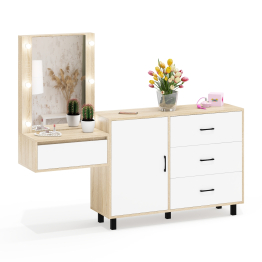 Комод с дверками и ящиками 122-1204 и косметический столик навесной с подсветкой