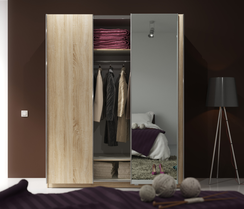 Шкафы-купе, Палермо СБ-2060 Шкаф-купе (1768) Дуб Сонома 2D/Текстиль