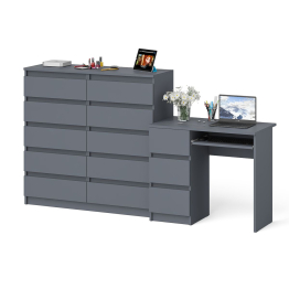 Компьютерный стол с тремя выдвижными ящиками левый с комодом 10-ть ящиков Мори