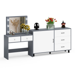 Косметический столик с лампочками СТ-5 и комод-тумба 122-1504