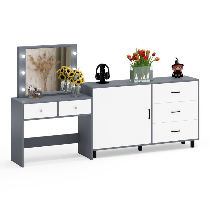 Туалетные столики, Косметический столик с лампочками СТ-5 и комод-тумба 122-1504