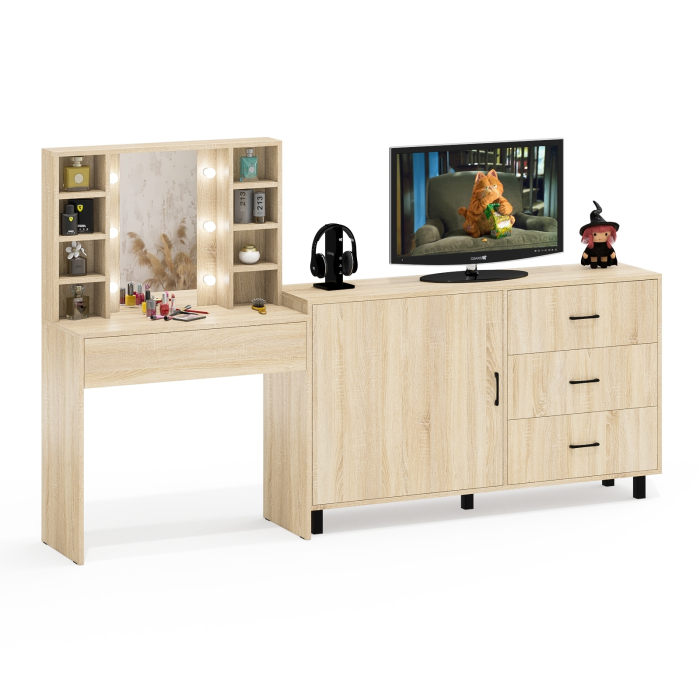 Туалетные столики, Столик туалетный с полочками и с подсветкой и комод 122-1504