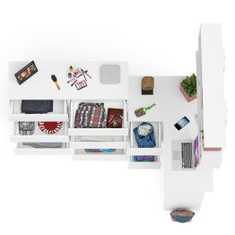 Стол угловой компьютерный Мори МС-16 левый с комодом на 10-ть ящиков и полкой на 1200