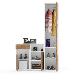 Шкаф узкий глубокий Лидер-8 МД 23Б и две разных тумбы МД 3.15 и МД 3.19